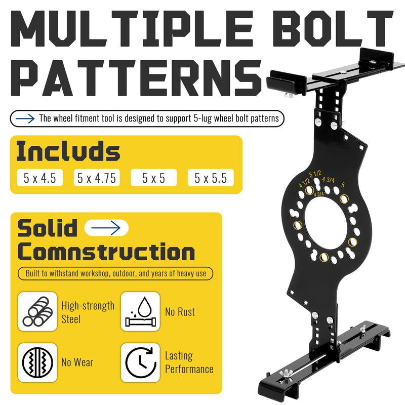 5-Lug Pattern Wheel Fitment Simulator for 14-22 Inch Tire Size Mockup