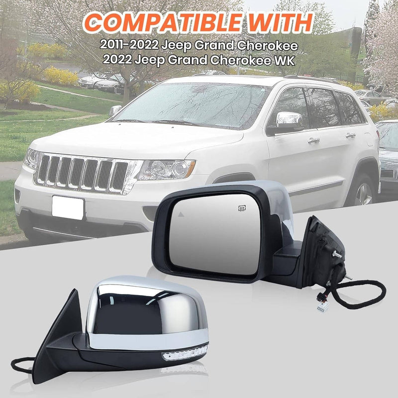Driver Side Mirror w/Manual Folding Blind Spot for Jeep Grand Cherokee 2011-2022