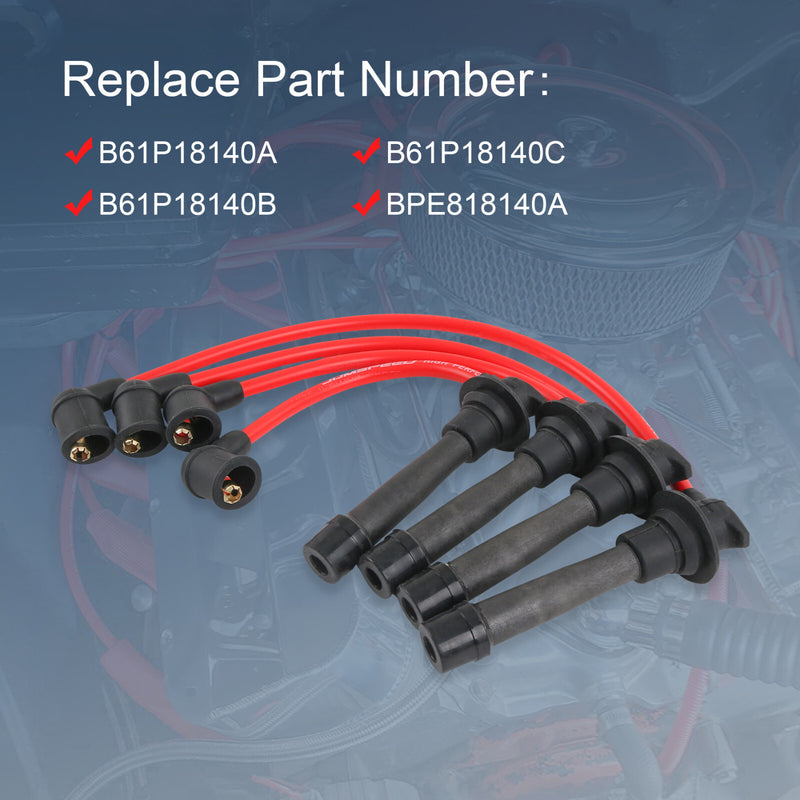 JDMSPEED Red Ignition Spark Plug Wires Set for Mazda Miata 1.6L 1.8L