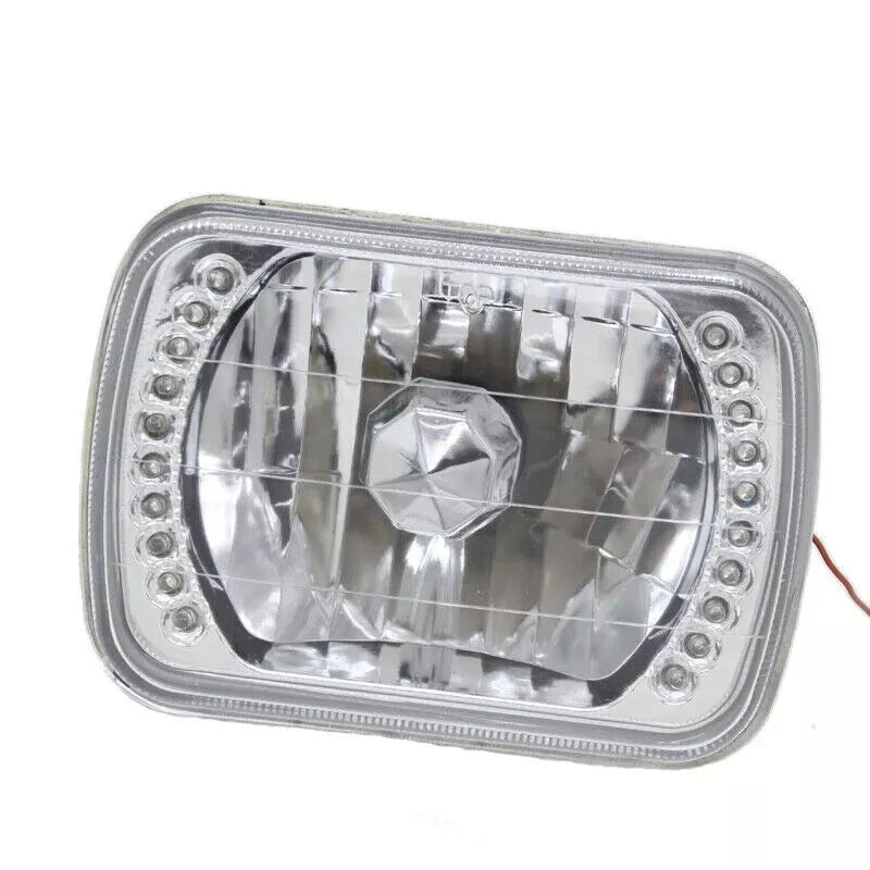 DURAFORCE Pair For Mazda B2200 B2600 RX-7 5X7" 7X6" H4 LED Red Halo Headlights W/O Bulbs