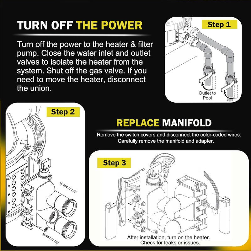 77707-0016 Manifold Kit for Pentair MasterTemp/Max-E-Therm 400 Pool Spa Heater