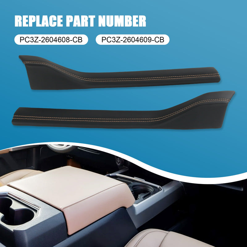 Center Console Padded Black Leather Trim for 2023-2024 Ford Super Duty Limited