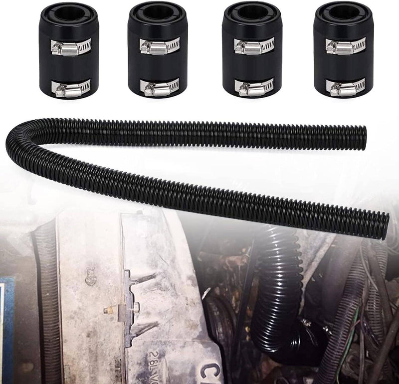 48" Stainless Steel Flexible Radiator Coolant Water Hose with Caps Kit