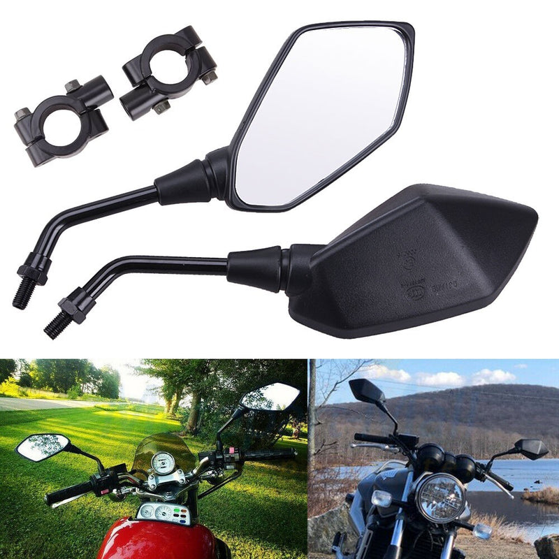 Universal 7/8" Handlebar Mount Clamp Rear View Side Mirrors for Motorcycle ATV
