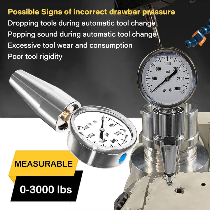 Drawbar Force Gage Spindle Force Test Gauge for CAT40 or BT40 CNC Machines