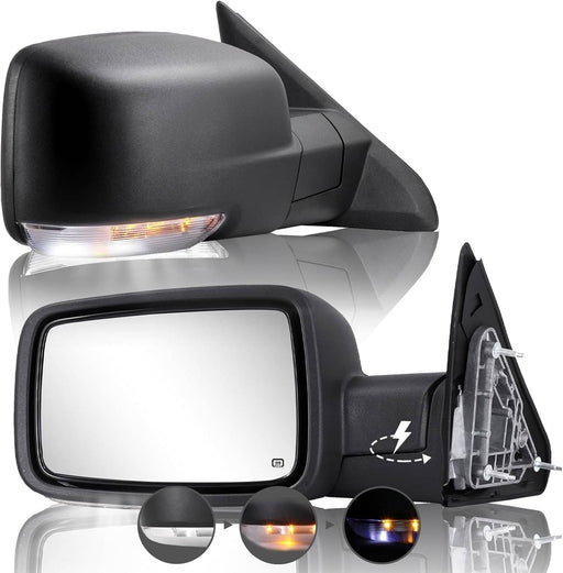 DURAFORCE Left Right Door Mirror Power Fold Heated Temp for Dodge Ram 1500 13-19