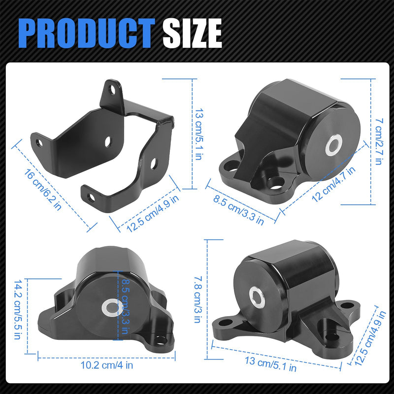 2-Bolt Engine Motor Mount Kit for Honda Civic 1996-2000 B/D-Series Billet Alumin
