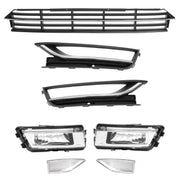 DURAFORCE Front Bumper Fog Lights Corner Lamp & Lower Grille for VW Passat 2012-2015 7PC