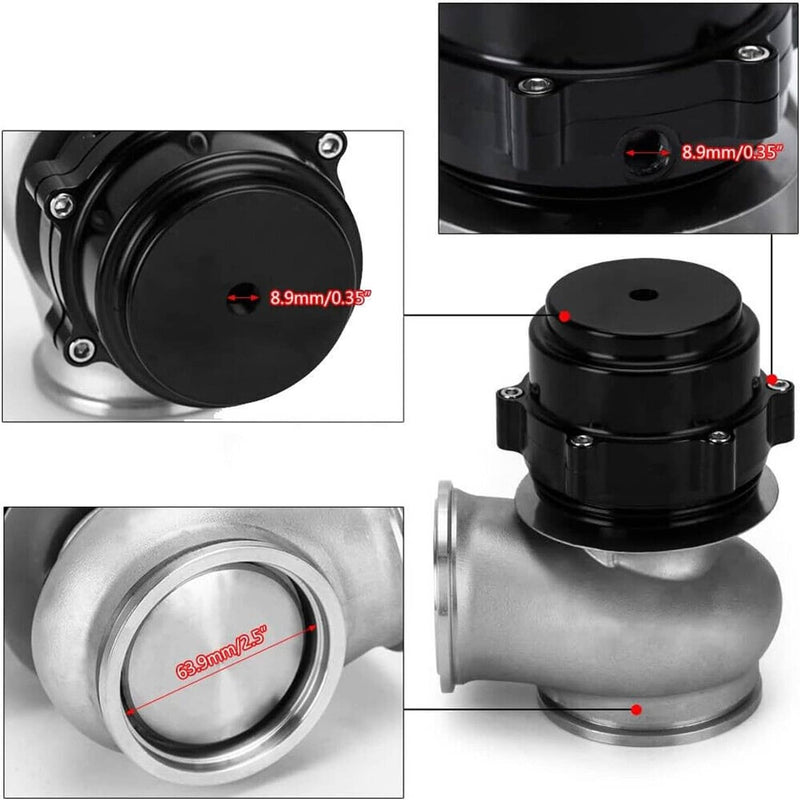 60MM V-Band Flange Clamp Wastegate 10 & 18 PSI Spring Kit Black EWG Waste Gate