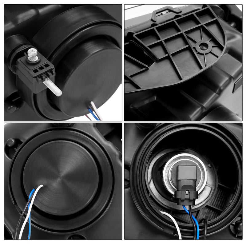 DURAFORCE LED Tube Projector Headlights Headlamp Black for Chevrolet Camaro 2010-2013 Pair