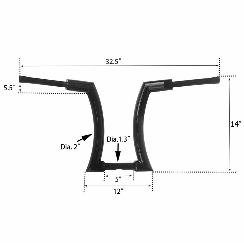 14 Inch Rise 2" Ape Hanger Handlebar for Harley Dyna Street Motorcycle