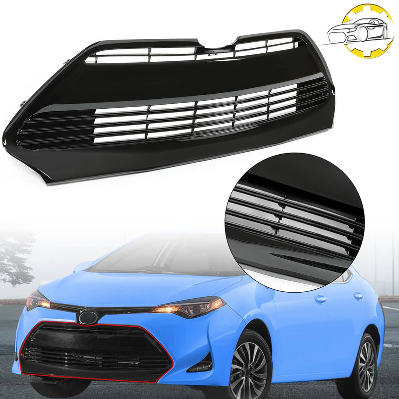 DURAFORCE Front Bumper Lower Grille Black for Toyota Corolla L LE XLE 2017-2019