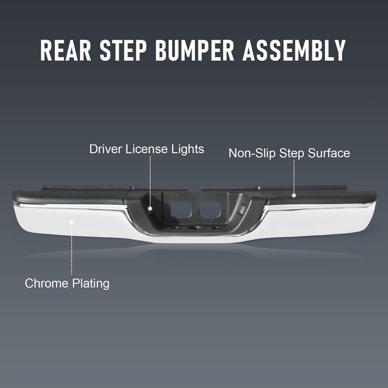 Rear Step Bumper Assembly for Toyota Tundra 2000-2006 Chrome Steel Complete