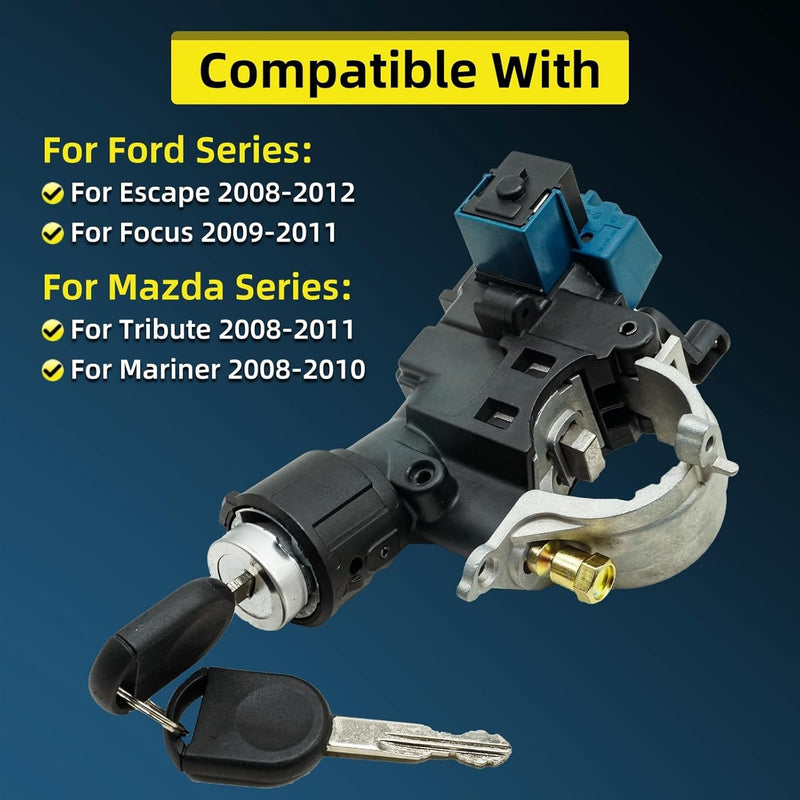 Ignition Switch Housing Lock Cylinder with 2 Keys for Ford Focus Escape Mazda 08