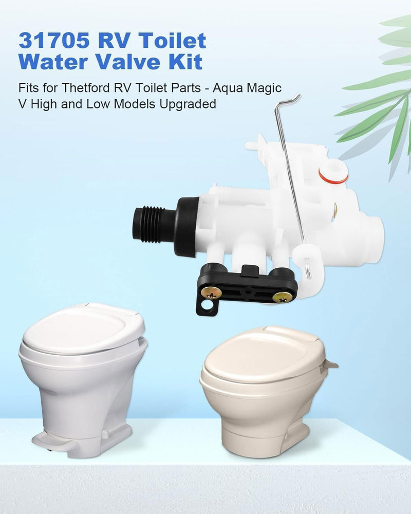 Water Valve Replacement Part 31705 for RV Thetford Aqua Magic V Toilet Upgraded