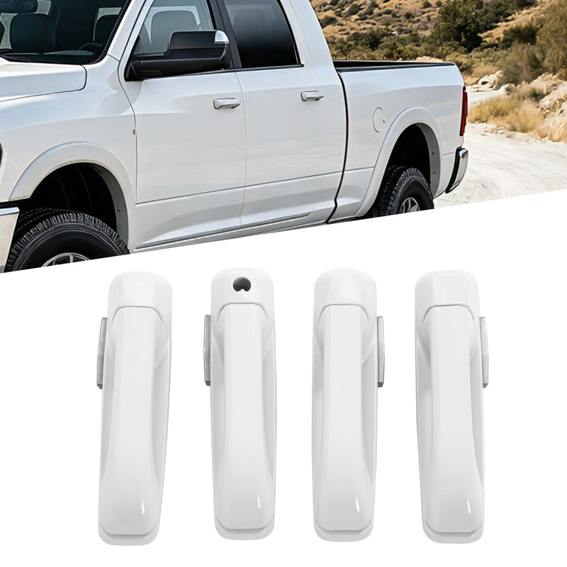 Outside Door Handle White for Dodge Ram 1500 2009-2024 2500 2011-2025 4 Pcs