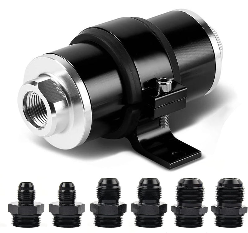 30 Micron Inline Fuel Filter Bracket Billet Aluminum AN6 AN8 AN10 Petrol