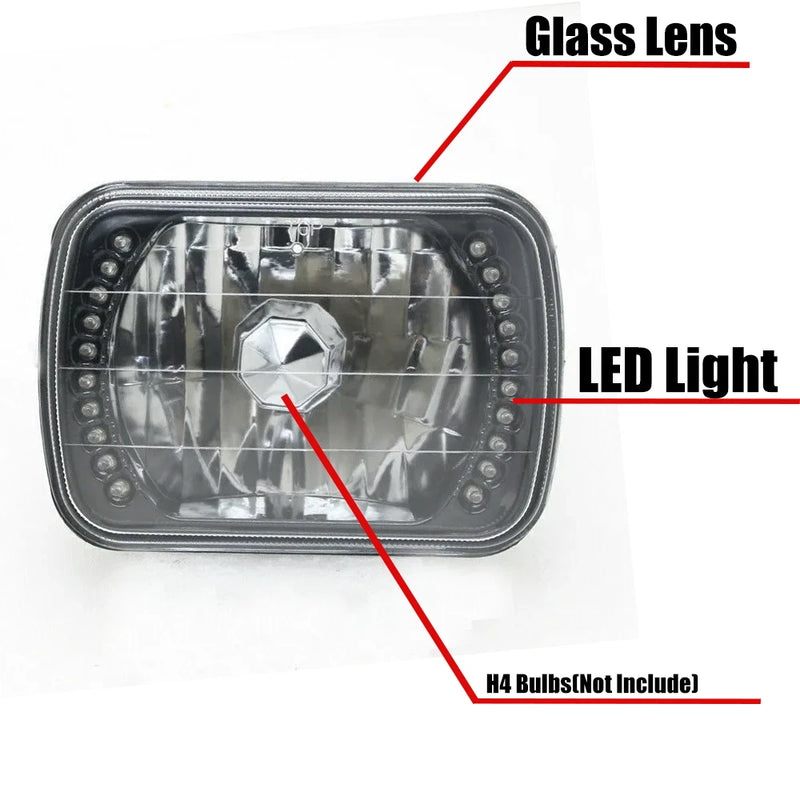 DURAFORCE PAIR 5x7 7x6 inch LED Blue Headlights Lens Clear for Isuzu Pickup 1984-1995
