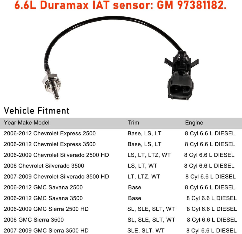 97381182 Intake Air Charge Temperature Sensor for GM 6.6L 2006-2010 LBZ/LMM