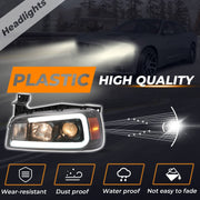 DURAFORCE DOT LED Tube Projector Headlights for Dodge Charger 2006-2010 Black