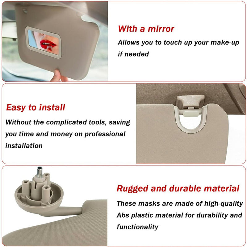1Pair Sun Visor Set Left & Right for 2002-2009 Dodge Ram 1500 2500 3500 Beige