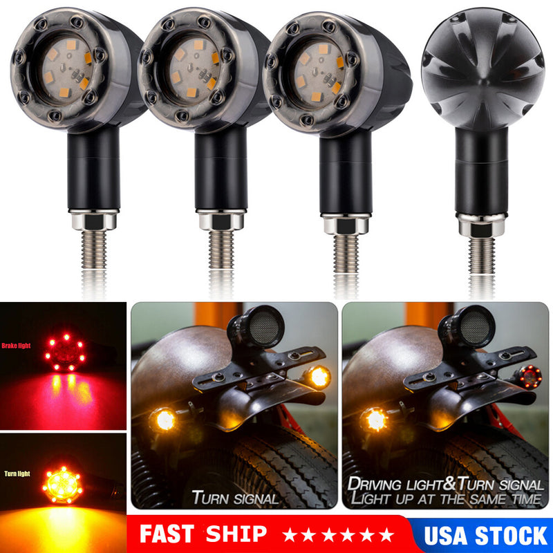 LED Turn Signal Indicators Dual for Sports Motorcycle Dirt Bike 4x Blinker