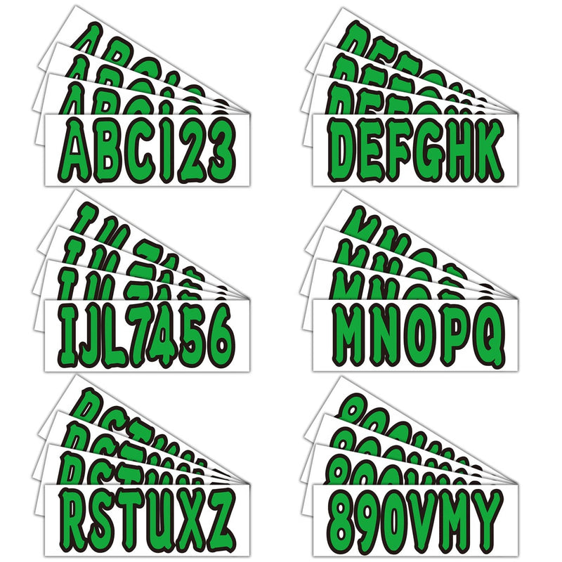 DURAFORCE 3" Marine Boat Sticker Decal A-Z Letters 0-9 Numbers Green 4 Sets