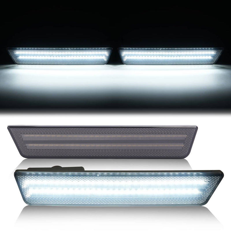 DURAFORCE White/Smoke Rear Bumper LED Side Marker Lights for Dodge Charger 2011-2014 Pair