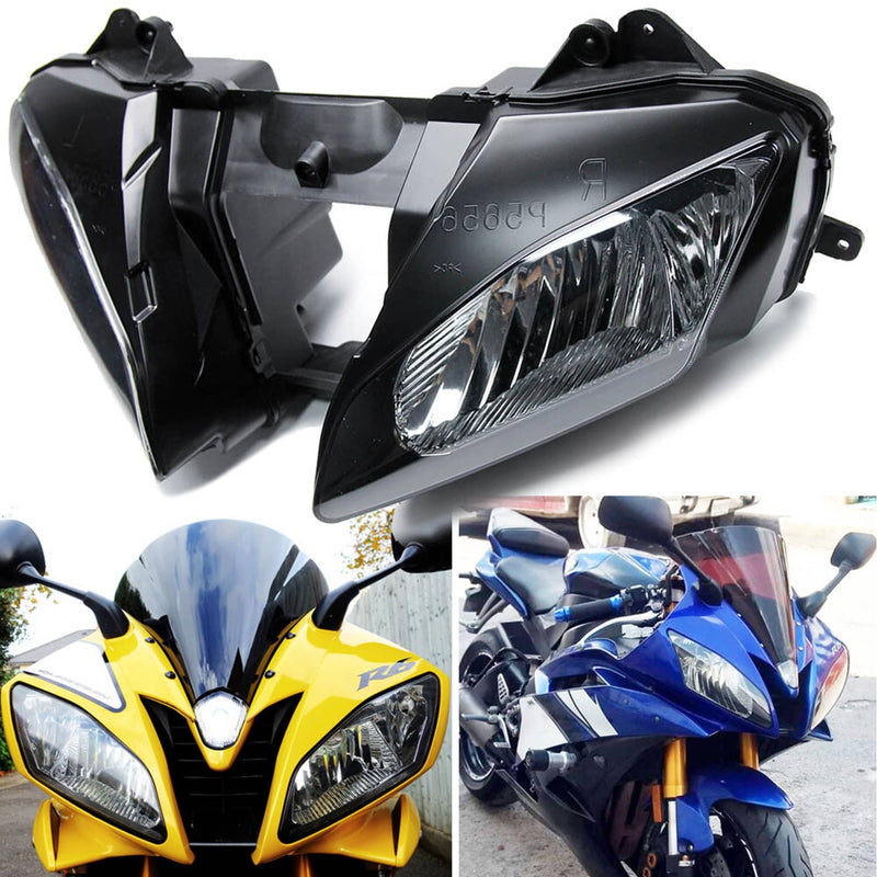 Front Headlight Headlamp for Yamaha YZF R6 YZFR6 2006-2007 Black ABS