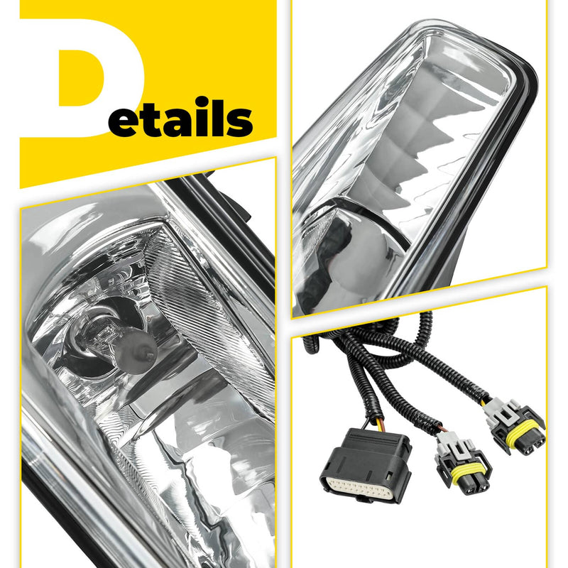 DURAFORCE Fog Lights W/Bulb Clear Lens for Ford Transit 2020-2026 Focus 2015-18 LH&RH Pair