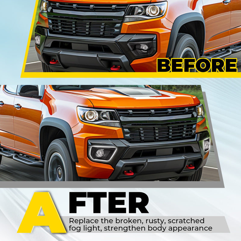 Clear Fog Light for Chevy Colorado 2021-2022 With Bezel Relay Switch Bulb Pair