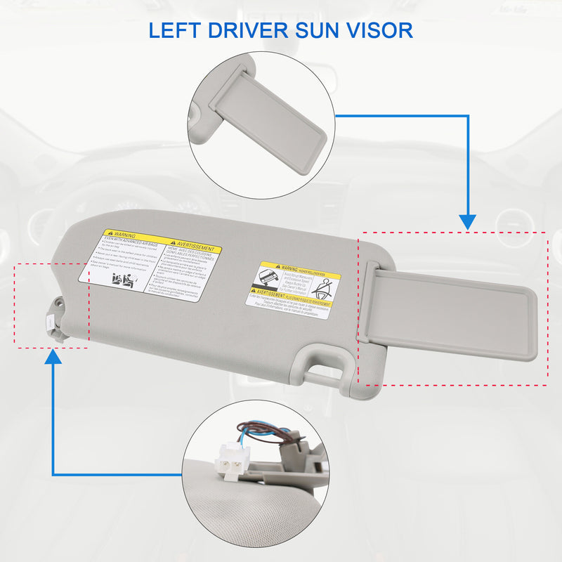 Left Driver Side Sun Visor W Mirror Light for Nissan Pathfinder 2013-2018
