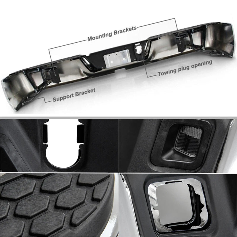 For 2009-2018 Dodge Ram 1500 Chrome Rear Step Bumper W/O Sensor W/ Dual Exhaust