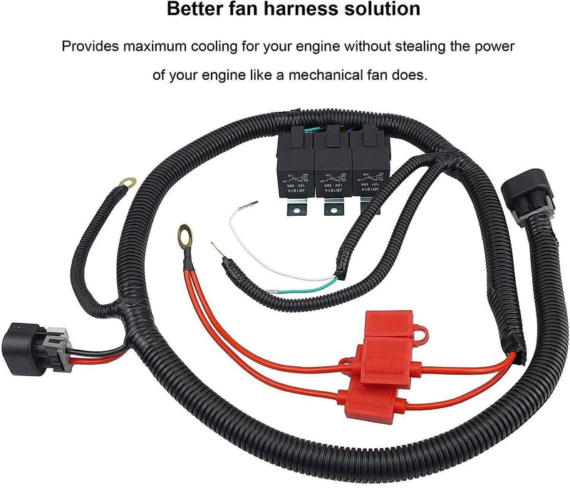 Electric Dual Fan Upgrade Wiring Harness Kit for Chevy GM 1999-2006 ECU Control