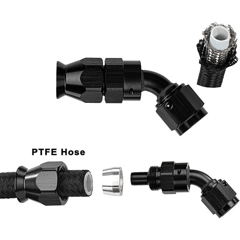 6AN 20FT E85 PTFE LS Swap EFI Fuel Line Fitting Nylon Braided Kit