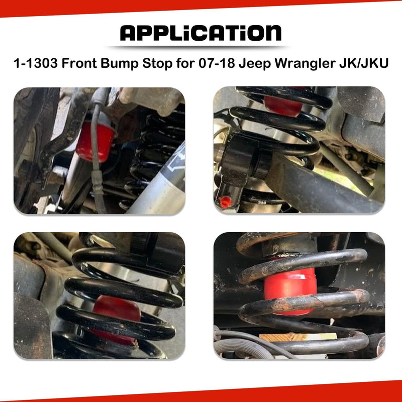 1-1303 Polyurethane Front Bump Stops for Jeep Wrangler JK JKU 2007-2018 2 Pcs