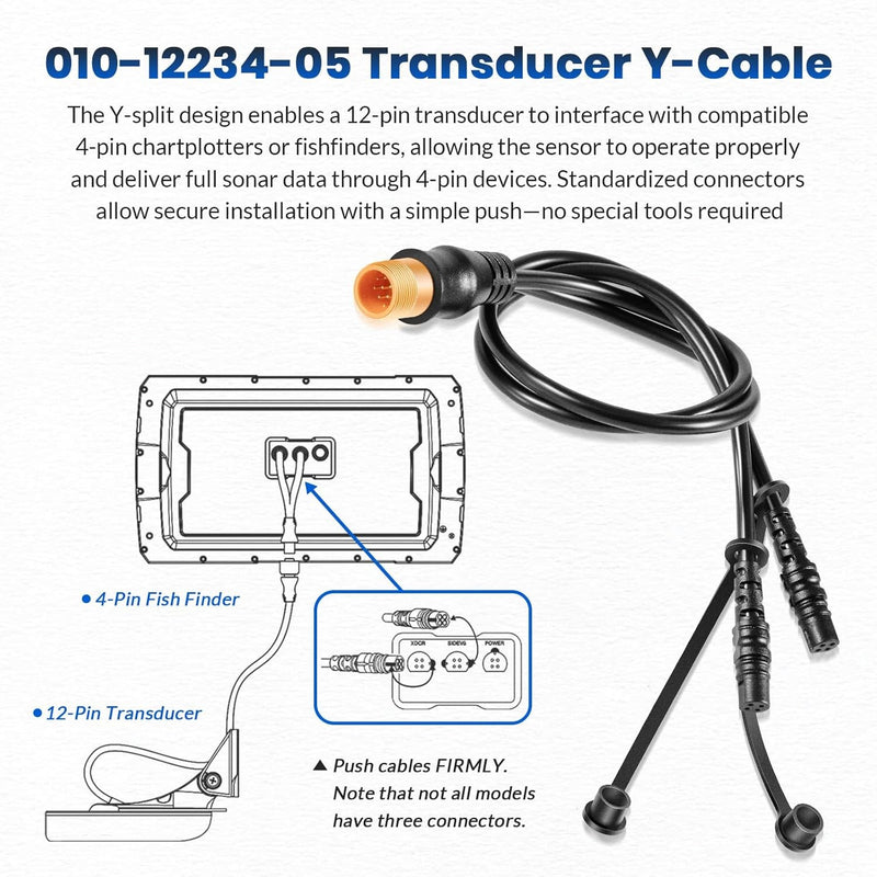 010-12234-05 12-Pin To Dual 4-Pin Transducer Y-Cable for Garmin echoMAP Striker