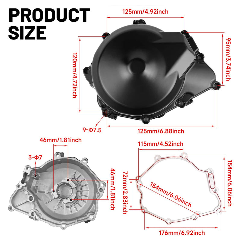 Left Engine Stator Cover Crankcase Black for Yamaha YZF R6 2006-2022