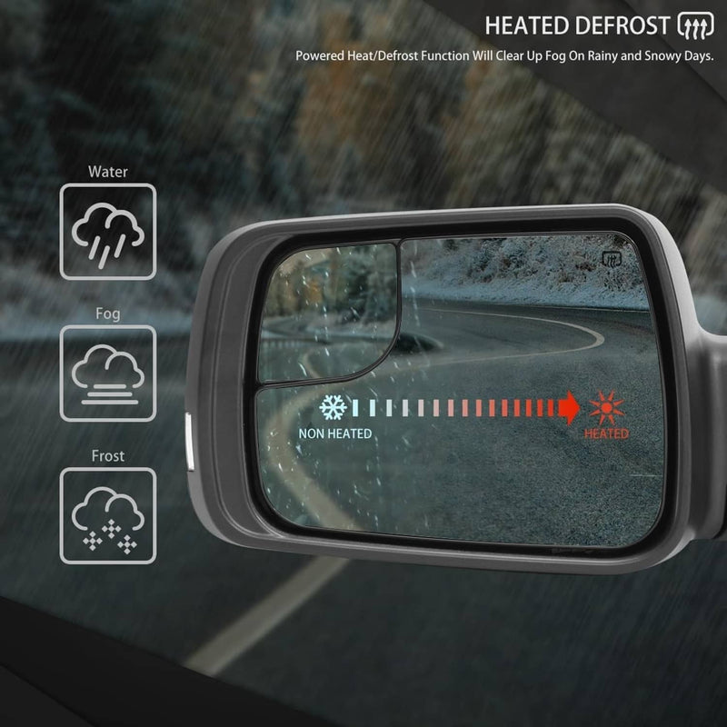 Left Side Power Fold Heated Mirror LED Signal BSD for 2019-2024 Dodge Ram 1500
