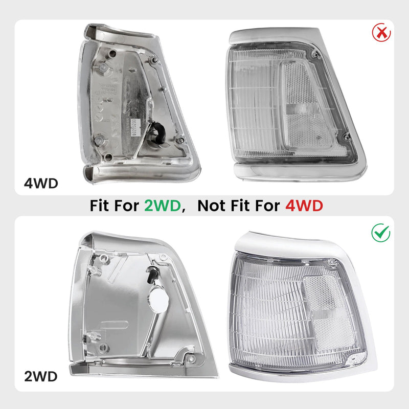Clear Lens Front Corner Lights Lamps for Toyota Pickup Truck 2WD 1992-1995 Pair