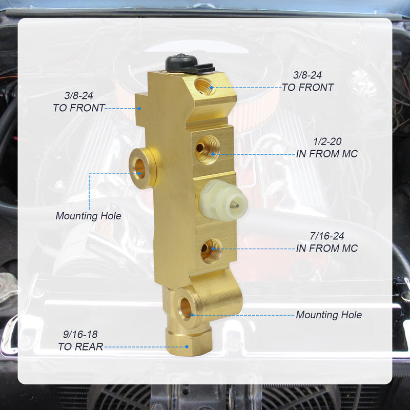 Brass Proportioning Valve for Chevy C30 C20 C10 Disc Drum Brake
