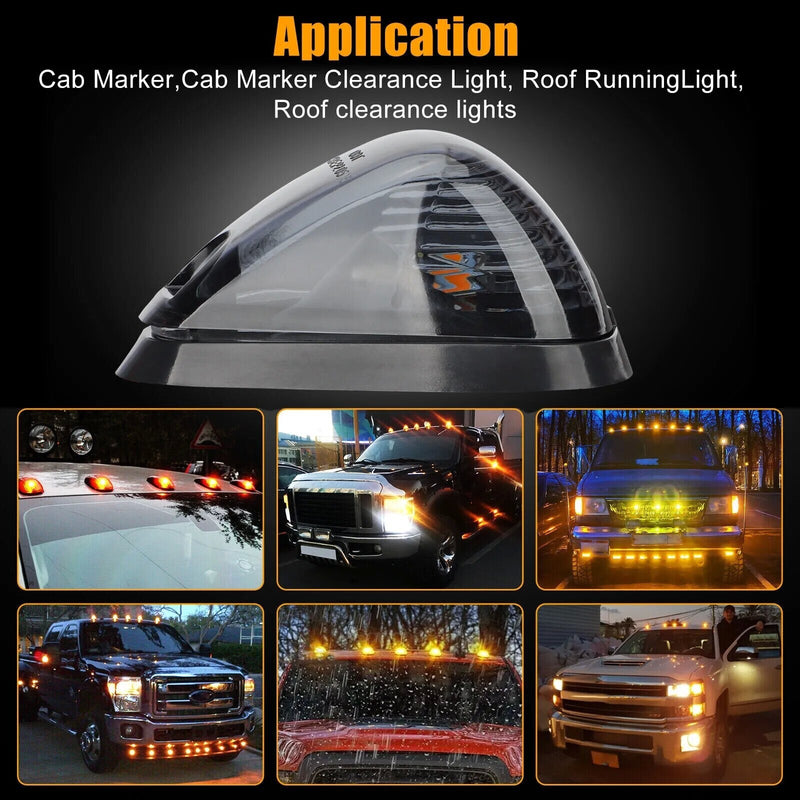 5Pcs For Ford F-250 F-350 F450 Super Duty Smoke LED Cab Roof Lights Marker Amber