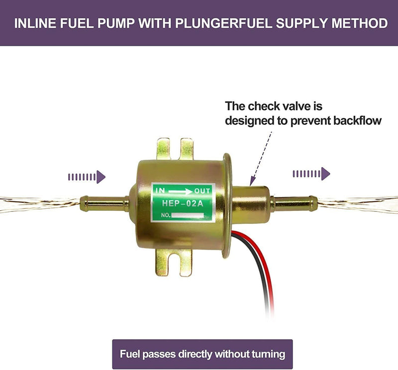 HEP-02A 12V Electric Fuel Pump Universal Inline Low Pressure Gas Diesel 2Pcs