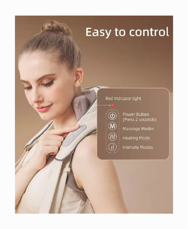 Cordless Neck Massager Heat 6D Shiatsu for Neck Shoulder Deep Tissue Back