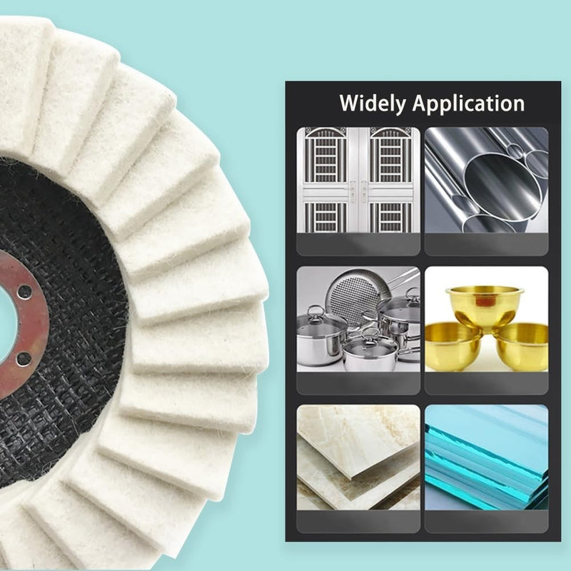 5pcs 4.5 Inch Wool Polishing Wheels Buffer Pads Flap Felt Finishing Disc
