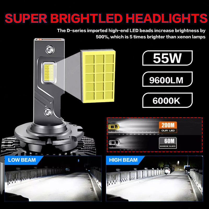 D1S D1R LED Headlight Bulbs 240W 6000K Super White HID Xenon Conversion Kit Set