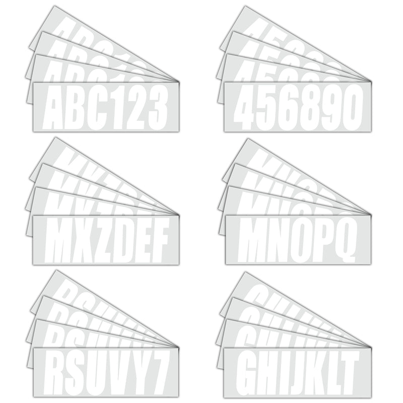 White Decal A-Z & 0-9 for Boat Letters Numbers Registration Stickers 4 Sets