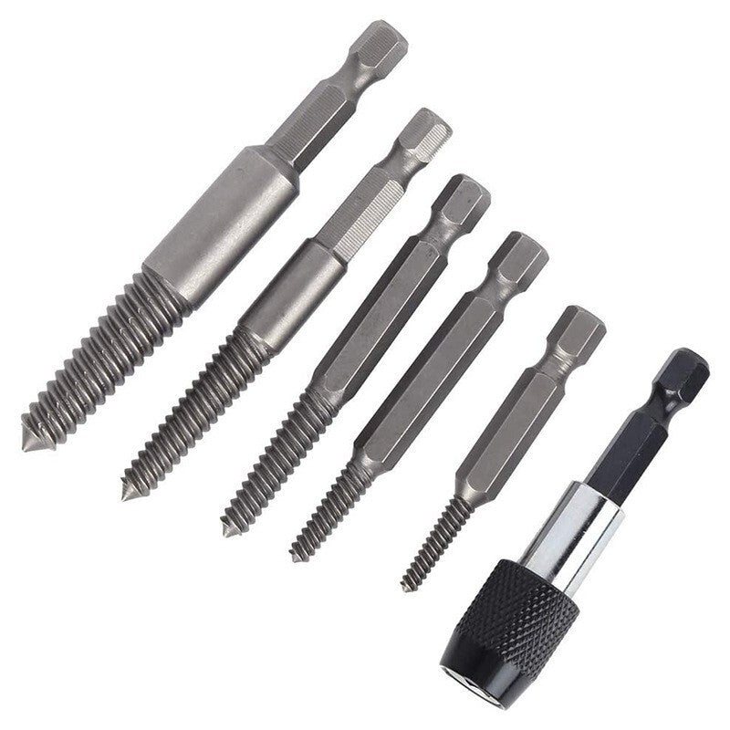 6Pcs Stud Screw Extractor Remover 1/4 Inch Hex Shank Damaged Bolt Easy Out Tool