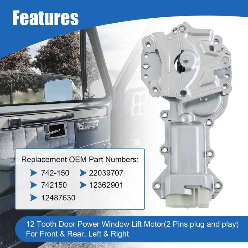 Door Power Window Lift Motor Pair 12 Tooth for Pontiac Chevy GMC Truck