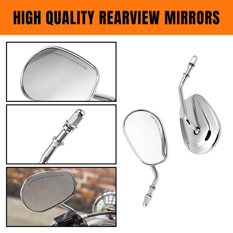 Chrome Teardrop Rearview Side Mirrors for Harley Touring Road King Custom XL 883